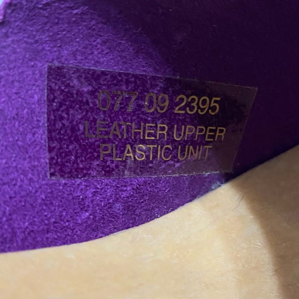 Vintage 90s Y2K Xhilaration Italy Purple Suede Plastic Chunky Heel Sandals - Picture 10 of 10